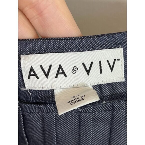 Ava Viv Tank Midi Chambray Dress 3X Blue  Western Boho Classic 80s Chic Retro - Picture 8 of 13